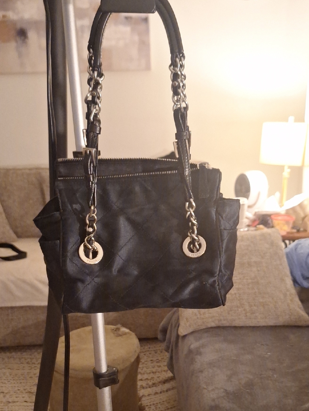 Prada Black Quilted Chain-Handle Shoulder Bag